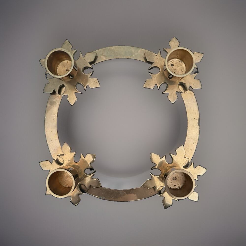 Vintage Biedermann & Sons Brass Snowflake Advent Candle Ring Heavy Candle Holder